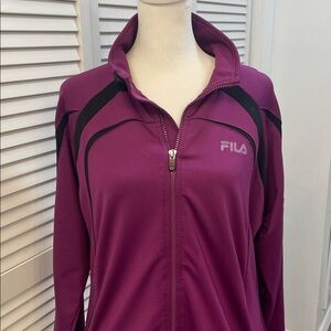FILA Sport Performance Athletic Purple & Black Zip Up Jacket Pockets Size XL